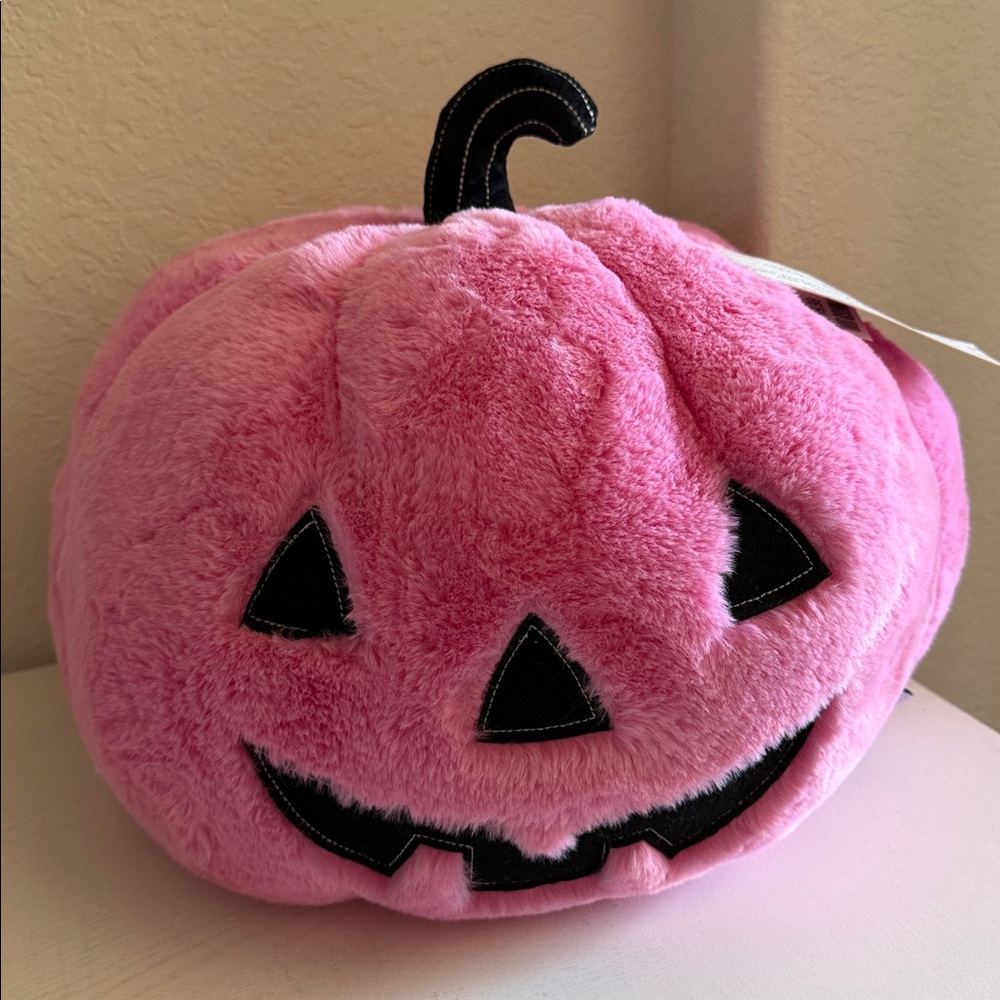 Cupcakes & Cashmere Pink Plush Pumpkin with Black Accents